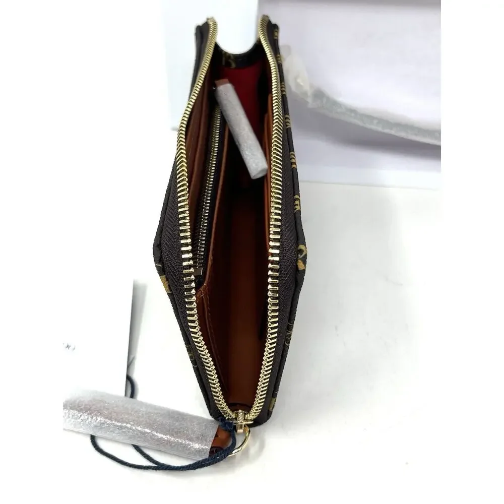Dooney & Bourke Gretta Folded Zip Wristlet Wallet Purse Brown Tmoro Logo NWT
